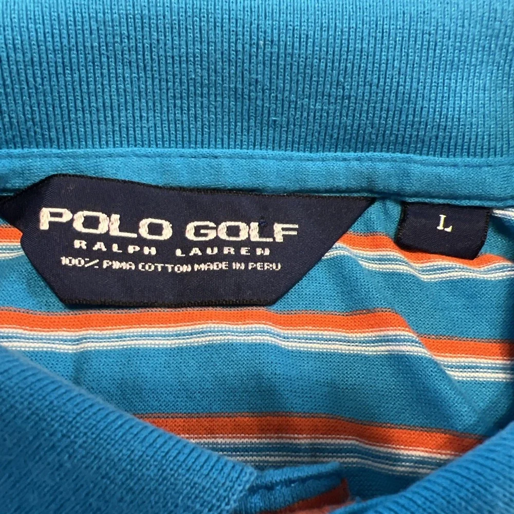 Polo Golf Ralph Lauren Men's Large Casual Work Shirt 100% Pima Cotton Striped‎